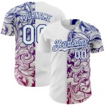 Custom White Royal 3D Pattern Design Vintage Tattoos Authentic Baseball Jersey