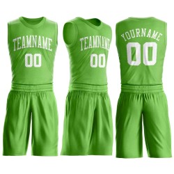 Custom Neon Green White Round Neck Suit Basketball Jersey Custom Neon Green White Round Neck Suit Basketball Jersey