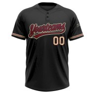 Custom Black Crimson-City Cream Two-Button Unisex Softball Jersey