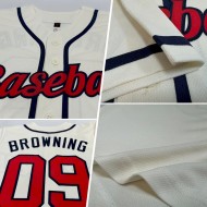 Custom Cream Red-Navy Authentic Baseball Jersey