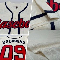 Custom Cream Red-Navy Authentic Baseball Jersey