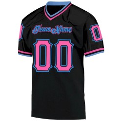 Custom Black Pink-Powder Blue Mesh Authentic Throwback Football Jersey Custom Black Pink-Powder Blue Mesh Authentic Throwback Football Jersey