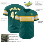 Custom Teal White-Gold Authentic Baseball Jersey