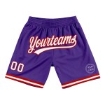Custom Purple White-Red Authentic Throwback Basketball Shorts Custom Purple White-Red Authentic Throwback Basketball Shorts