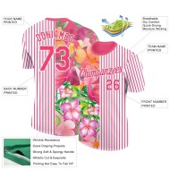 Custom Neon Pink White 3D Tropical Hawaii Palm Leaves And Flower Performance T-Shirt
