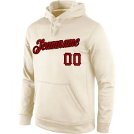 Custom Stitched Cream Red-Black Sports Pullover Sweatshirt Hoodie