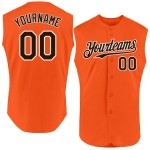 Custom Orange Brown-White Authentic Sleeveless Baseball Jersey