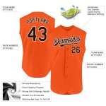 Custom Orange Brown-White Authentic Sleeveless Baseball Jersey