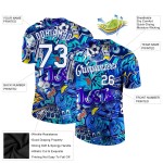Custom Graffiti Pattern White-Royal 3D Performance T-Shirt