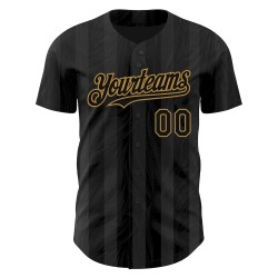 Custom Black Old Gold 3D Pattern Design Stripes Authentic Baseball Jersey Custom Black Old Gold 3D Pattern Design Stripes Authentic Baseball Jersey